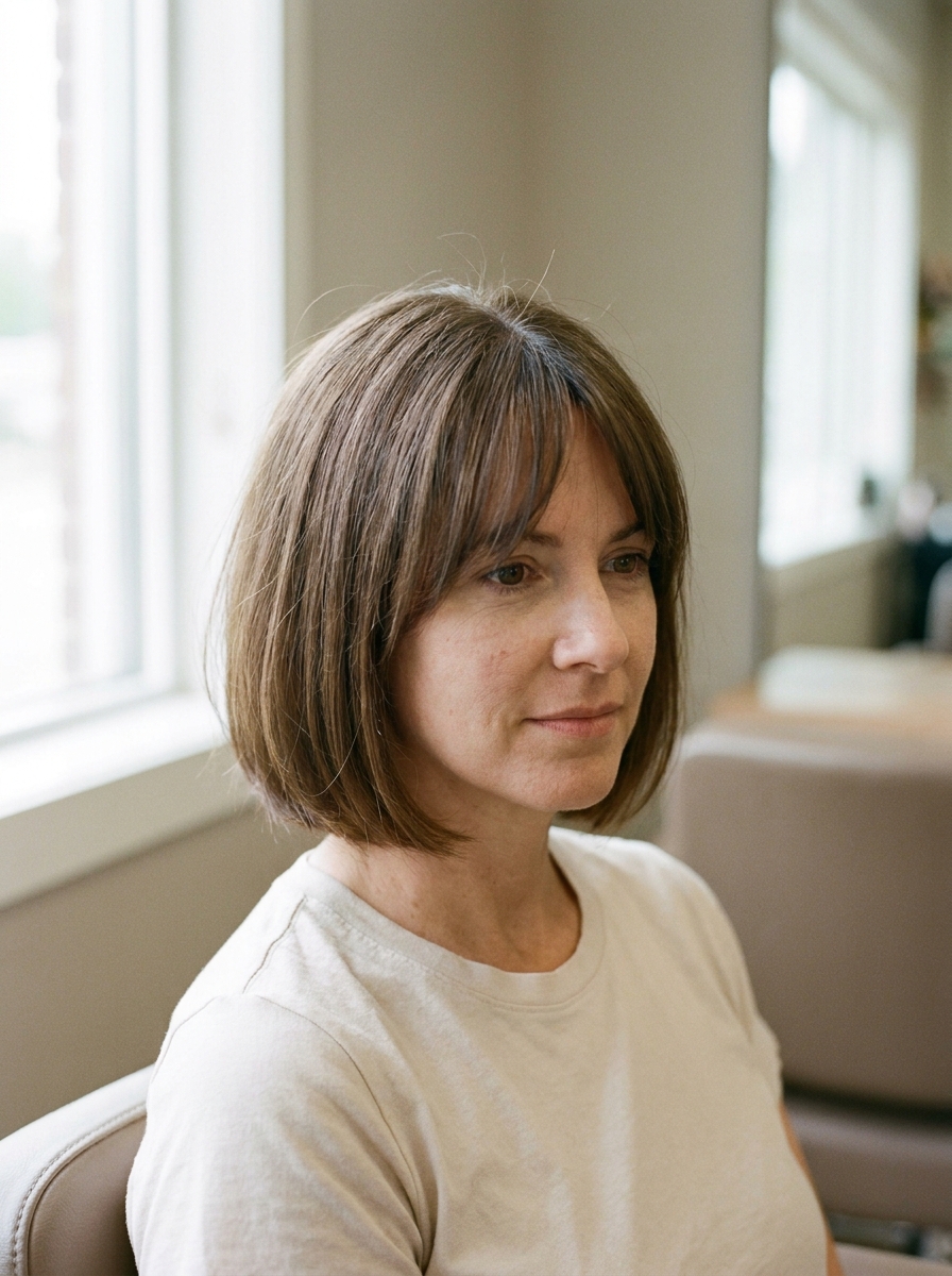 Short Bob mit Curtain Bangs als Kurzhaarfrisuren für feines Haar Inspiration 2026